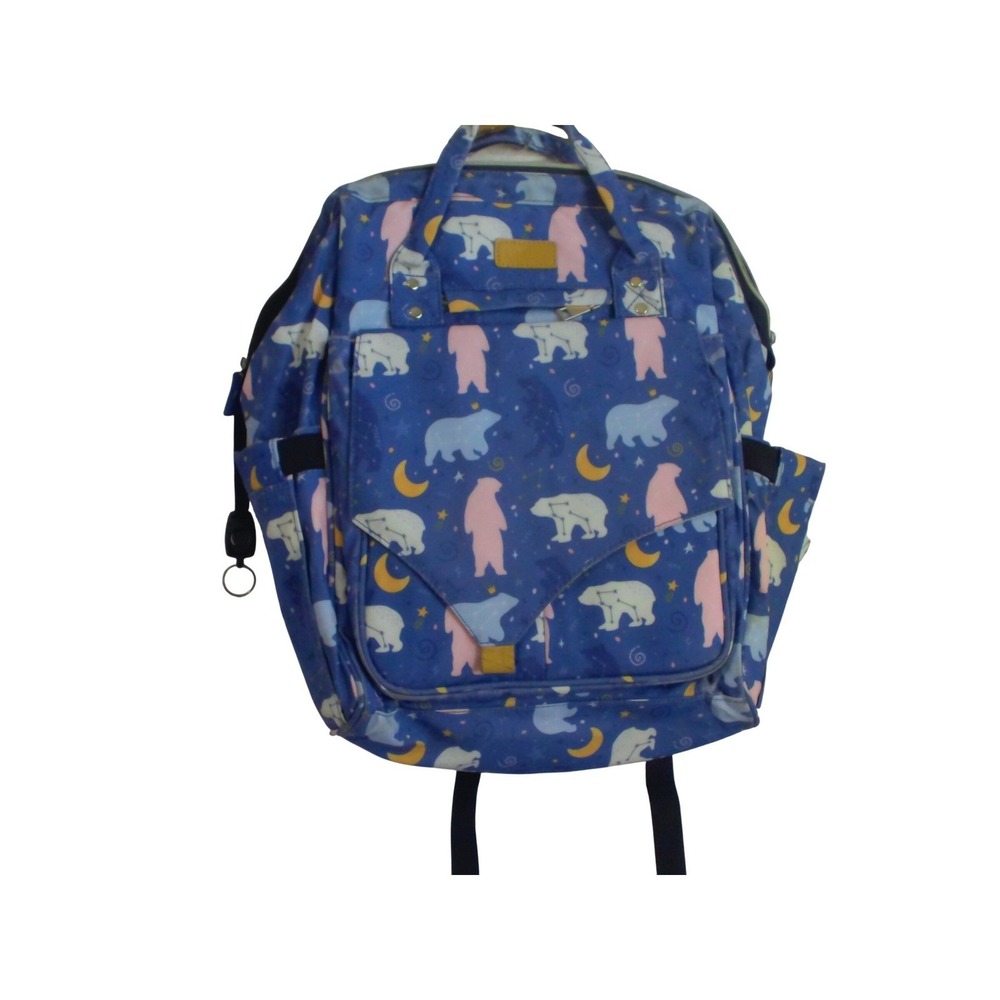 Litbear Celestial Polar Bear Diaper Bag Backpack Blue Constellation Moon